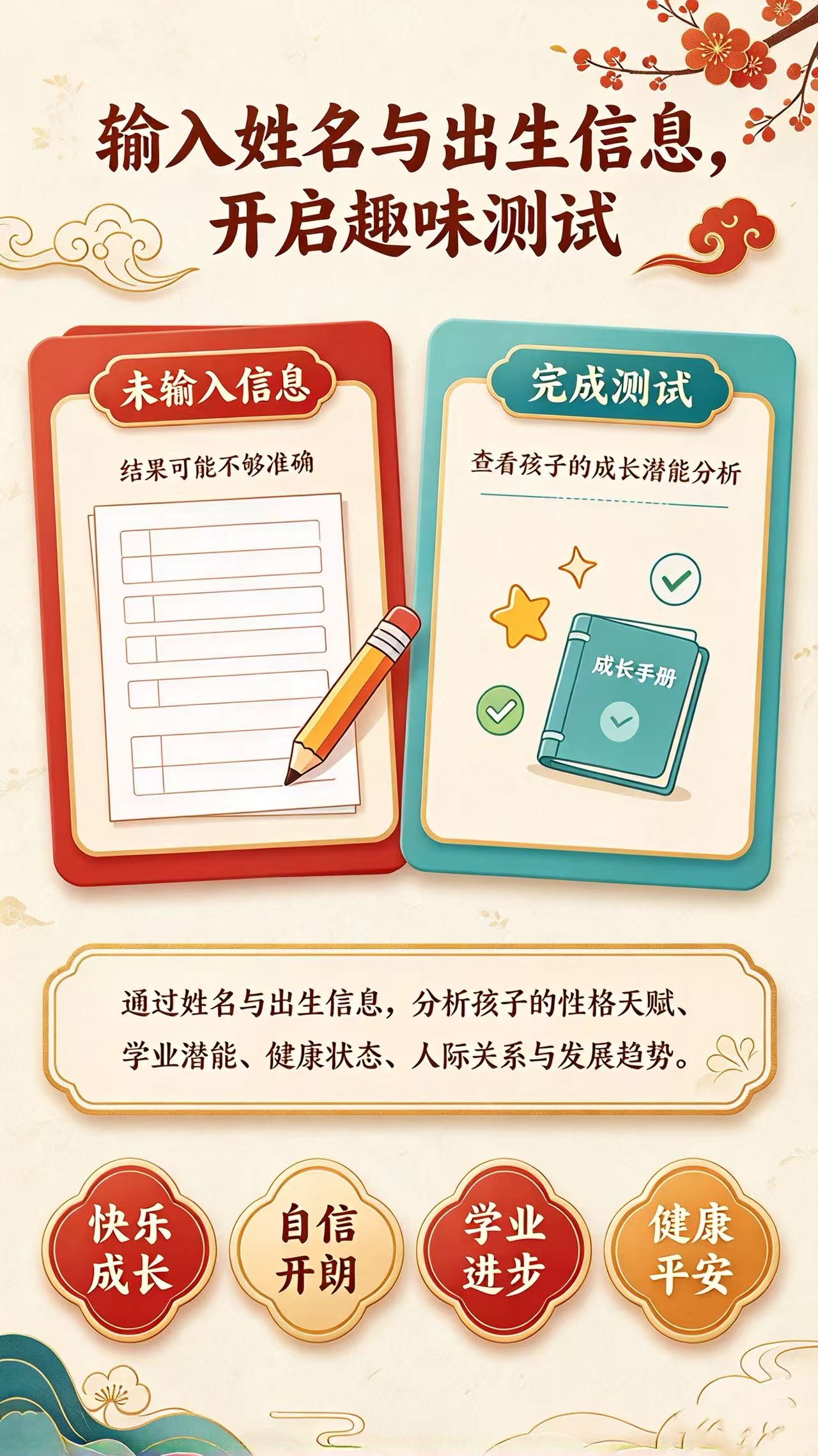 输入姓名与出生信息，开启趣味测试